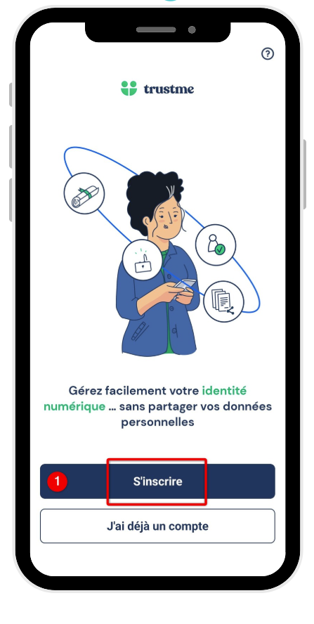 Étape 1 : écran d'accueil TrustMe