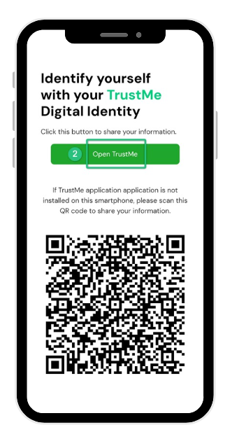 Open TrustMe banner shown on mobile
