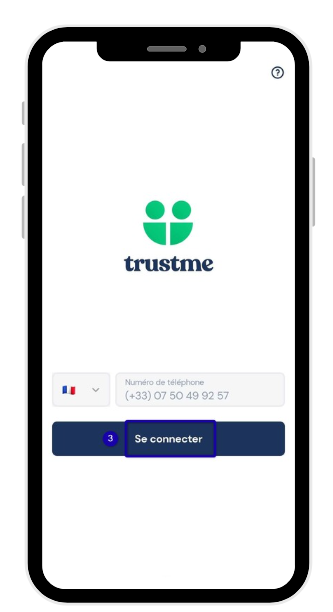 Connexion à l'application TrustMe