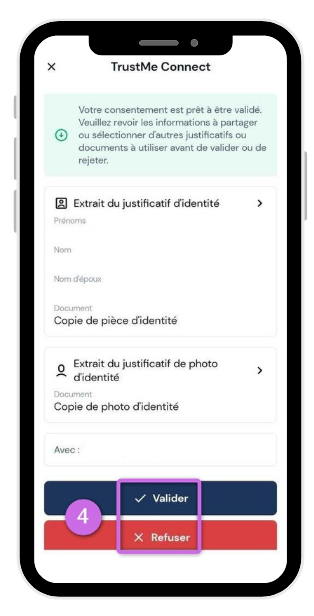 Validation ou refus du partage