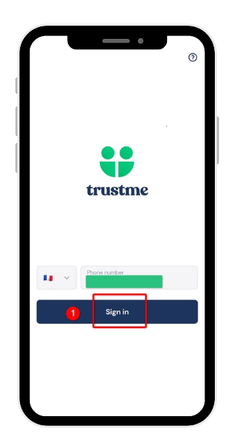 Step 1: signing in to the TrustMe app