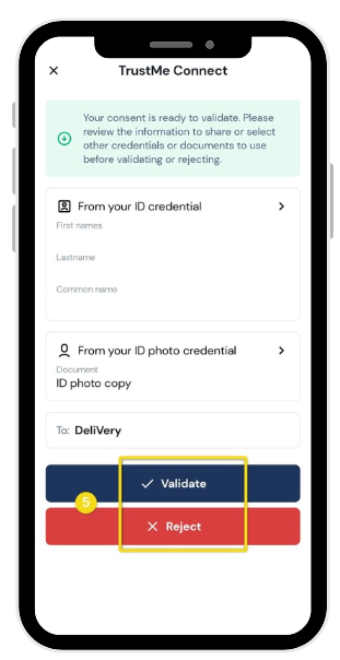 Step 5: confirming or declining the sharing