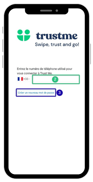 Étapes 2 et 3 : saisie du numéro de téléphone