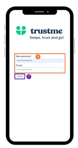 Steps 6 and 7: creating your new password