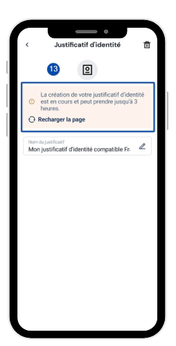 Étape 13 : justificatif en cours de vérification