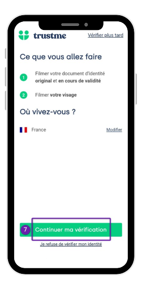 Étape 7 : confirmation du pays de résidence