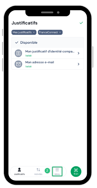 Étape 2 : accès au menu