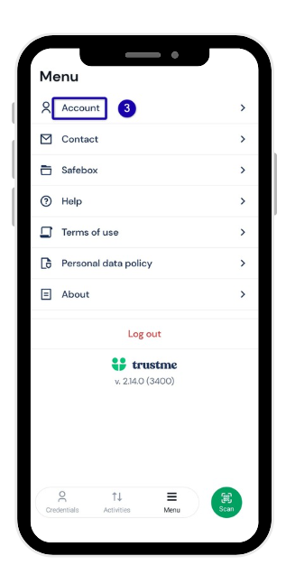 Step 3: accessing the Account section
