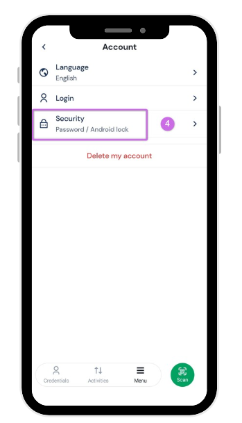 Step 4: accessing the Security section